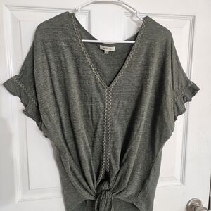 Women's Green Top with Tie Front